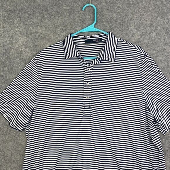 RLX Ralph Lauren Polo Shirt Adult Large Striped Short Sleeve Golf Men Preppy - Picture 2 of 8
